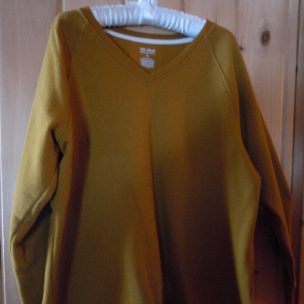 EUC!! TEK GEAR Ultrasoft Fleece V-neck Hi/Lo Pullover Sweatshirt 1X Thumb holes